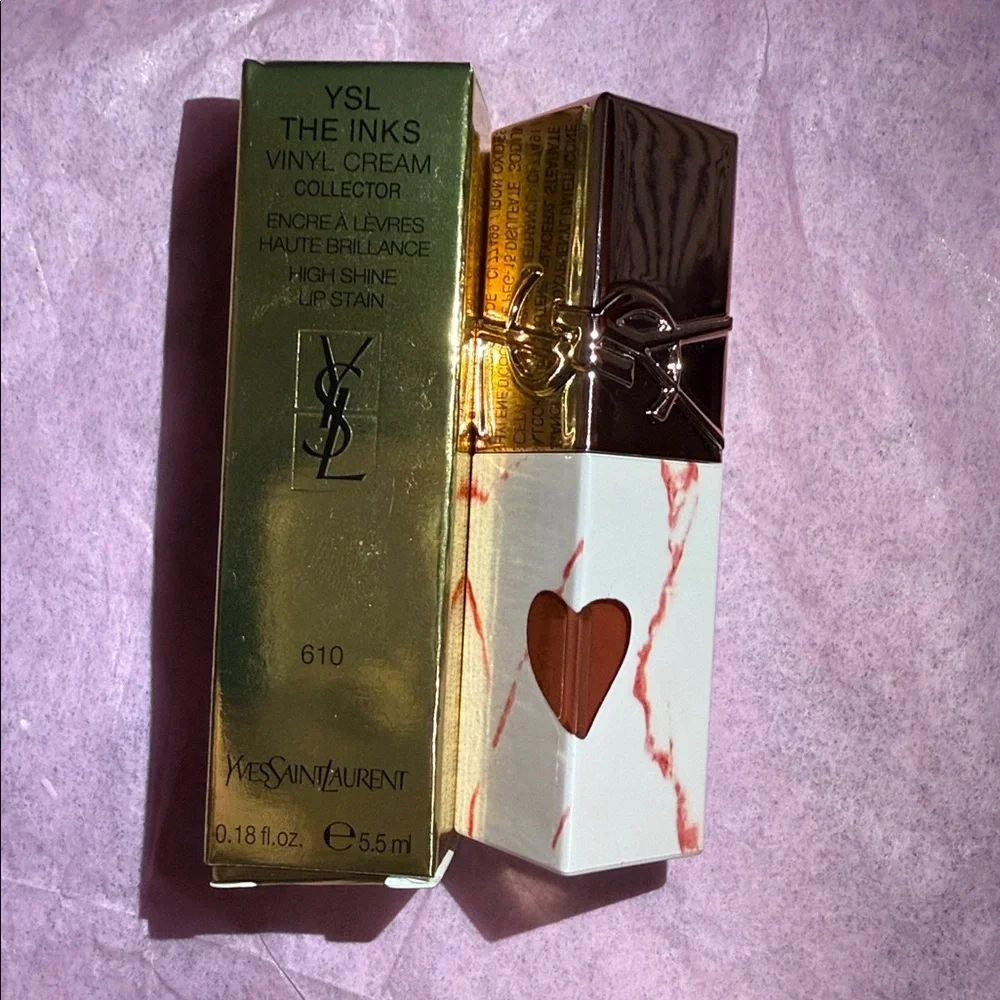 YSL New Ink Vinyl Rose Marble Collection #610 High Shime Lipstick Limited 2025